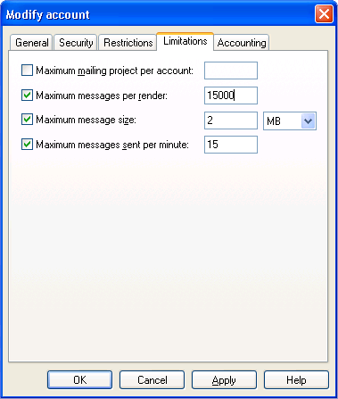 Setting the user accounts
