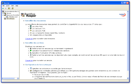 Vue générale de ServiceKeeper