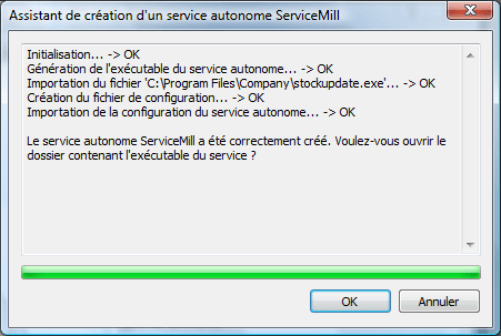 Création du Service dans ServiceMill Exe Builder